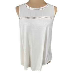 Old Navy Tank Top Mixed Media Cream Size L Large Sleeveless Summer Layer